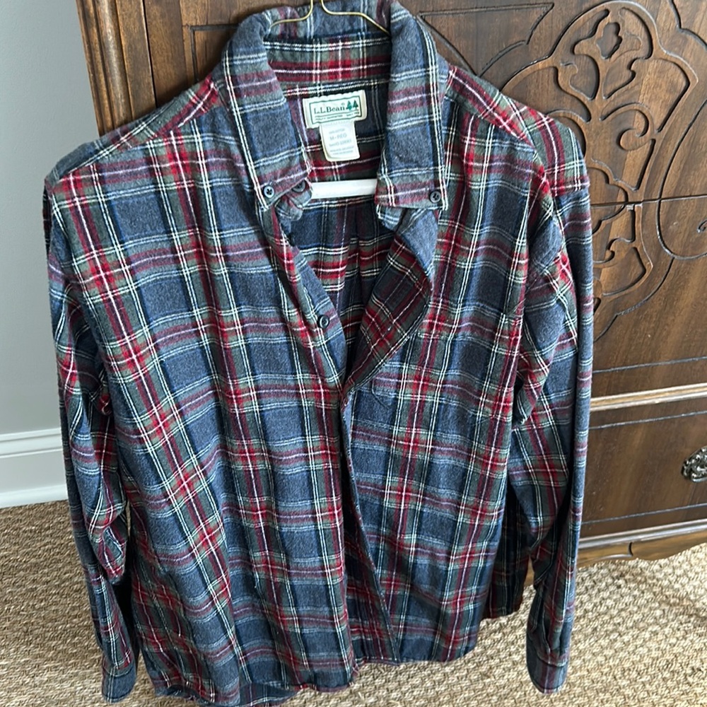 LL Bean Plaid Flannel Button Down Shirt